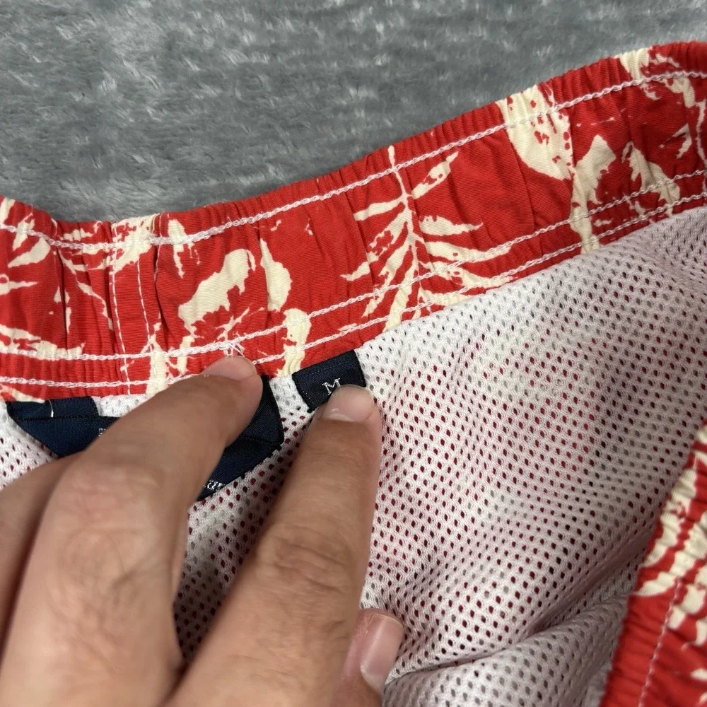 Vintage Polo Ralph Lauren Swim Trunks Mens Medium Red Floral Hawaiian Mesh Lined